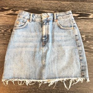Topshop light wash denim skirt